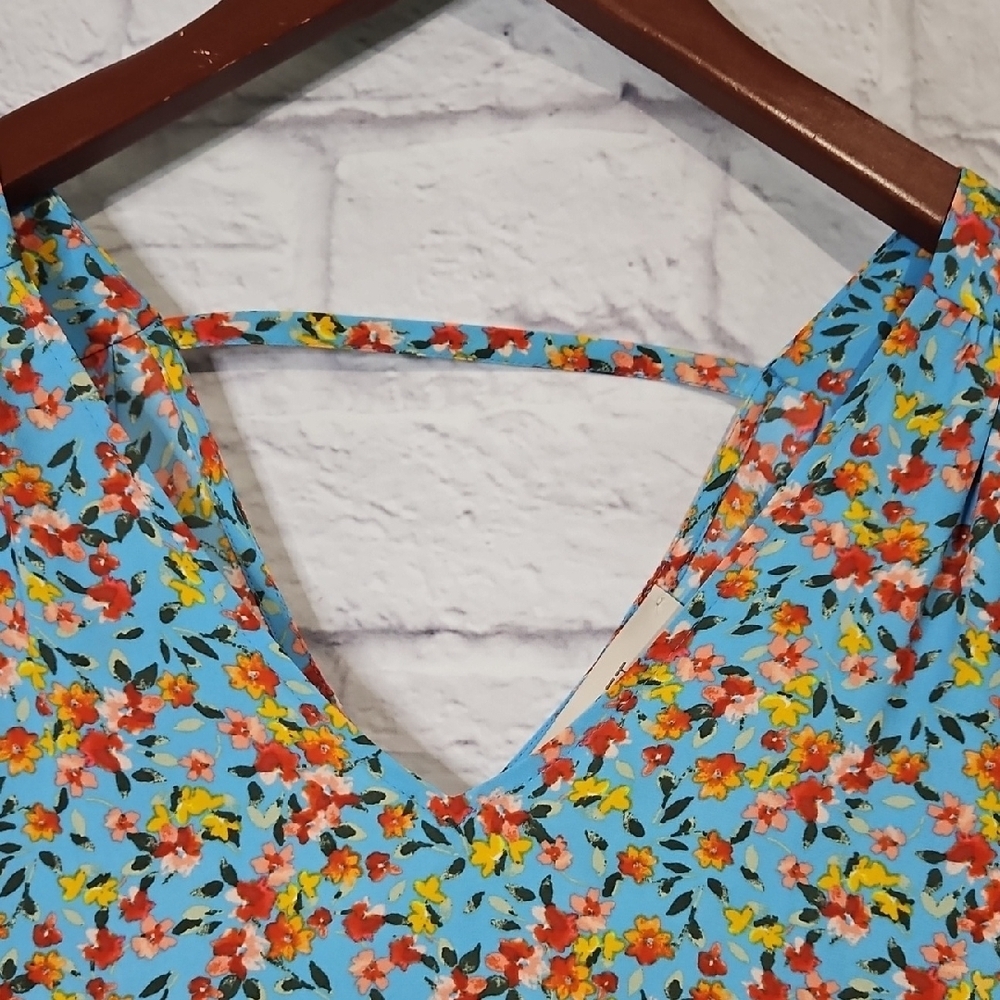 LOFT Multicolor Floral Ruffle Sleeve Blouse - Picture 3 of 7